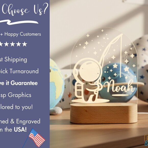 Custom Astronaut Night Light – Personalized LED Lamp for Kids - Picture 4 of 8